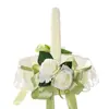 Nuevo Cesto de Flores para Boda Estilo Occidental con Rosas Artificiales, Lazo Decorativo, Cesto Blanco de Mano, Artículos para Boda