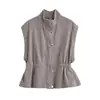 Artículo Popular Transfronterizo de Venta Caliente en Aliexpress Primavera 2026 Nuevo Chaleco de Mezclilla con Cuello Alto 1416028 Jeans de Pierna Ancha 1416026