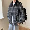 Chaqueta cárdigan con cremallera y solapa a rayas para hombre, nuevo diseño moderno vintage de calle alta para el día a día, abrigo de manga larga