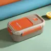 Atacado Caixa de Almoço de Aço Inoxidável Criativa com Tampa Selada, Caixa de Almoço para Micro-ondas para Estudantes e Trabalhadores de Escritório com Conjunto de Colher e Garfo