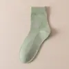 Calcetines de Algodón Puro para Mujer, Color Caramelo, Caída, a Media Pantorrilla, Estilo Japonés, Color Sólido, Calcetines Casuales para Mujer, Venta al por Mayor