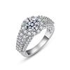 Anillo Deseo Nuevo Plata 925 Chapado en Oro Diamante Anillo de Diamantes Completos para Fiesta de Compromiso para Mujer Europeo y Americano Super Flash Anillo de Circonita de Venta Caliente