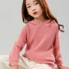 Moletom de Malha de Caxemira de Alta Qualidade para Crianças Suéter Pulôver Solto para Meninos Blusa Básica com Capuz de Caxemira para Meninas