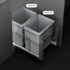 Cubo de basura empotrado para gabinete de cocina, cubo doble para residuos de cocina, cesta extraíble para el hogar con tapa, cubo de clasificación oculta para limpieza