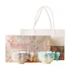 Tazas de Té de Cerámica Blanca Hechas en Fábrica con Diseño de Flores, un Par de Tazas, Regalo de San Valentín, Recuerdos de Cumpleaños y Año Nuevo de Alta Gama