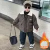 Chaqueta de felpa para niño Otoño/Invierno 2026 Nueva elegante chaqueta de cuero cálida para niño Ropa de invierno para bebé Top engrosado