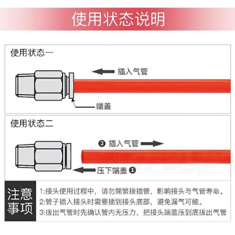PC快插螺纹直通气动气管快速接头铜配件元件KQ2H