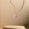 Collar de Acero Inoxidable 304 Oro 18K Colgante de Flor de Acero de Titanio Accesorios para Mujer de Lujo Ligero Transfronterizo Joyería Impermeable con Cuentas Europeas y Americanas