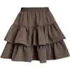 Saia Midi Plus Size Anti-Exposição Feminina Nova Primavera/Verão Cintura Alta Emagrecimento Plissada Petite A-Line Bolo Fofa Saia Curta