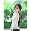 Top base branca com gola U, camiseta de manga longa slim fit para mulheres, estilo coreano de outono, justa e leve