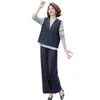 Ropa de Mujer Primavera 2026 para Madres, Conjunto de Tres Piezas Tallas Grandes, Cárdigan y Chaleco Ajustados, para Mujeres de 40-50 Años, Atuendo Versátil Adelgazante