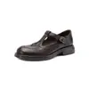 Zapatos estilo colegial Mary Jane con tira en T, tacón bajo tallado, antiedad, para mujer, uniformes, zapatos pequeños de cuero, cuero genuino, de temporada, modernos, zapatos de vestir