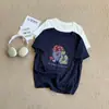 Camisa con Tacto a Lino para Mujer, Camisa Delgada Holgada Estilo Coreano, Top Versátil de Algodón con Estampado de Gato, Manga Corta, Rejuvenecedor, Cuello Redondo