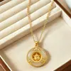 Collar de la Fortuna de Buda de Jade Blanco para Mujer, Collar con Hebilla de Paz y Mantra de Seis Palabras al por Mayor, Colgante de Buda Maitreya en Oro Arena