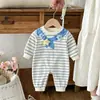 Mameluco de Estrella 3D para Bebé Atmósfera de Otoño Rayas Azules y Blancas Traje para Gatear Algodón Puro Manga Larga Mono Ropa de Otoño para Niños
