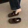 Primer Encuentro Temporada Gris Zapatos Mary Jane de Suela Blanda con Piel Calzado de Abrigo de Invierno para Mujer Nuevo Estilo Coreano Zapatos de Lana Individuales Zapatos de Algodón Cálidos para Mujer