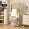 Espelho de Corpo Inteiro, Espelho de Chão Moderno, Espelho de Prova Estilo Ins Creme, Espelho de Casa Estilo Francês para Quarto de Meninas, Espelho Irregular