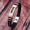 Adequado para Ajustar Pulseiras Atacadistas Transfronteiriças, Novas Pulseiras de Silicone e Aço Titânio Europeias e Americanas, Acessórios de Mão Masculinos da Moda Tendência