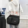 Bolso Cruzado Japonés y Coreano Sencillo de Bloques de Color para Hombre Negro con Múltiples Bolsillos Bolso de un Solo Hombro Estudiante Gran Capacidad Almacenamiento Juvenil Bolso Mensajero