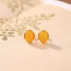 Brincos Yiluyin em prata de lei S925 banhados a ouro com âmbar natural e ágata vermelha do sul, brincos ovais simples estilo novo chinês