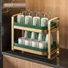 Suporte de Armazenamento para Xícaras, Porta-Xícaras de Chá de Camada Dupla, Suporte de Armazenamento para Conjunto de Chá, Bandeja de Drenagem, Suporte de Copo de Água para Mesa Doméstica