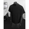 Camiseta de Manga Corta Pesada Americana para Hombre en Verano, Camiseta Casual Holgada de Cuello Pequeño para Usar Abajo en Verano