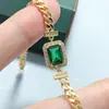 Uma geração de pulseira esmeralda retrô europeia e americana feminina prata de lei s925 diamante cúbico de alta pureza joias de nicho de luxo leve