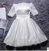 Vestido Curto Atacado 2026 Novo Vestido de Brinde de Casamento Ombro a Ombro Vestido de Banquete Vestido Aliexpress Europa e América