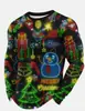Camiseta Casual de Manga Larga con Estampado 3D de Cuello Redondo para Hombre, Ambiente Navideño, Otoño Nuevo, Transfronteriza Europea y Americana, para Exteriores