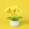 Planta em Vaso Girassol de Lã Acabada, Flor Artificial Lírio-do-Vale, Decoração de Mesa Tulipa, Presente de Dia dos Namorados para Professores e Colegas