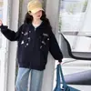 Jaqueta Moletom com Capuz Estilo Preguiçoso para Meninas Primavera e Outono 2026 Nova Moda Doce Fofo Desenho Animado Cardigã Top