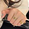 Anillo de circonita con diamante microincrustado y piedra de ojo de tigre cepillado dorado para mujer, joya de alta gama para otoño e invierno.