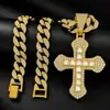 Comércio Exterior Europeu e Americano Venda Quente Pingente Cruzado Estilo Hip Hop Incrustado com Strass Marca Tendência Streetwear Masculino Colar Exagerado Joias Atacado
