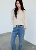 Bestseller Transfronterizo Europeo y Americano Camisa de Rayas con Cuello en V y Volantes de Manga Larga Holgada Mangas de Linterna Temperamento Casual Versátil Top