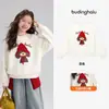 Pudding Haru Roupa de Outono Meninas Roupas Infantis Blusa Solta 2026 Outono Novo Infantil Doce Desenho Animado Inserido Moletom