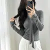 Camiseta Feminina Renda Cadarço Decote V Manga Longa Estilo Desejo Puro, Nova Versão Coreana Outono e Inverno, Modelagem Justa, Top Camada Interna Quente