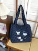 Versão Espessa ~ Bolsa Tote de Nylon Retrô Estilo Floresta, Bolsa de Ombro com Cordão Bordada de Grande Capacidade, Bolsa para Estudantes Irem às Aulas