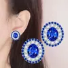 Venta en vivo de una generación de pendientes de diamantes azules tesoro llenos de diamantes pendientes de lujo Red roja con pendientes de zafiro anillo