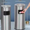 Cubo de basura de acero inoxidable para baño con apertura directa sin tapa, tapa abatible lateral, cubo de basura cuadrado comercial para entrada de ascensor