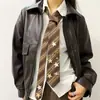 Corbata de Estrella de Sarga Marrón Vintage Estilo Campus Americano para Mujer, Tendencia de Accesorio de Bufanda Estilo Universitario Retro