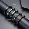 Amazon Más Vendido 8mm Piedra Volcánica de Energía Micro Incrustación Bola de Zirconio Pulsera Ojo de Tigre Cuenta de Cobre Pulsera de Piedra Natural