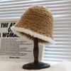 Gorro de pescador suave y encerado para mujer, de invierno, estilo coreano, combinable con todo, para ducharse en la cara, pequeño, estilo japonés, de lana de cabeza grande.