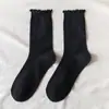 Calcetines Blancos Holgados para Mujer, Estilo Primavera y Otoño, Calcetines de Maternidad de Verano hasta la Pantorrilla Combinados con Zapatos Pequeños de Cuero, Calcetines de Encaje con Volantes, Calcetines Largos JK