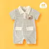 Suministro Transfronterizo de Monos para Bebé, Ropa de Bebé de Algodón Puro de Manga Corta para Verano, Ropa de Gateo de Dibujos Animados para Bebés, Venta Directa de Fábrica