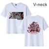 Camiseta de manga corta con cuello en V para mujer con estampado periférico de animación de batalla de hechizos de Jujutsu Kaisen transfronterizo