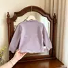 Nuevas camisetas para niños al por mayor, tops para niños de color liso con volantes, camisetas básicas, ropa de otoño de manga larga para niñas, prendas de una pieza para envío directo