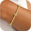 Pulsera Cruzada Chapada en Cobre 14K para Exportación Europea y Americana, Nuevo Estilo de Moda, Pulsera Personalizada Sencilla Casual con Cuentas Doradas y Cordón Elástico