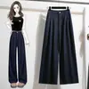 Toma real de jeans de pierna ancha holgados de color original estilo americano para mujer, otoño 2026, pantalones rectos casuales extragrandes hasta el suelo