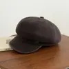 Novo chapéu feminino versátil para outono e inverno, adequado para cabeças grandes, faz o rosto parecer menor, boina vintage, chapéu de pintor para homens