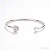 Accesorios de Reloj Estilo Coreano Pulsera de Amor de Diamantes Completos Apertura Pulsera de Corazón Chapada en Oro Pulsera de Doble Corazón Joyería de Pulsera para Mujeres